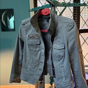 White House Black Market Gray Jean Jacket